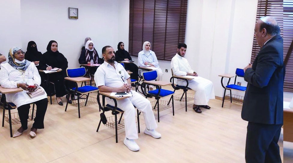 KUWAIT: Dr Khalid Al-Saleh speaks during a training course for nurses.