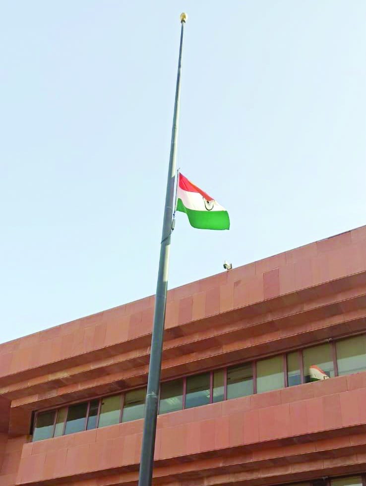 KUWAIT: The Indian flag flying at half-mast at the Indian embassy.