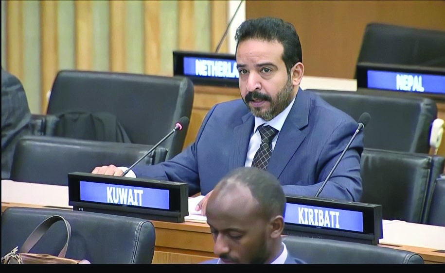 NEW YORK: Counselor at Kuwait's permanent UN mission Abdulaziz Al-Ajmi speaks at the UN. - KUNA