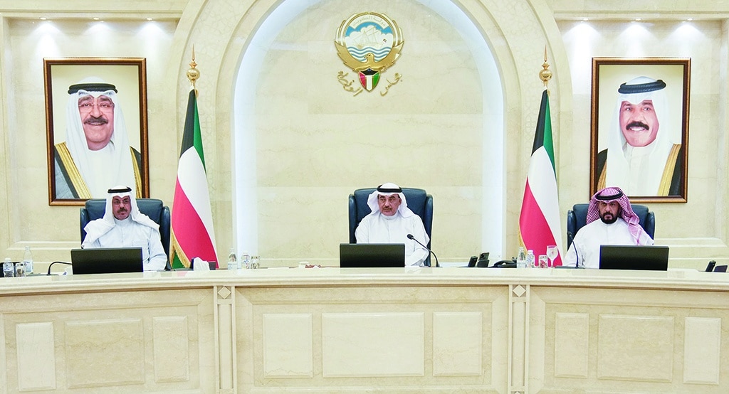 KUWAIT: His Highness the Prime Minister Sheikh Sabah Al-Khaled Al-Hamad Al-Sabah chairs the Cabinet's meeting. - KUNA