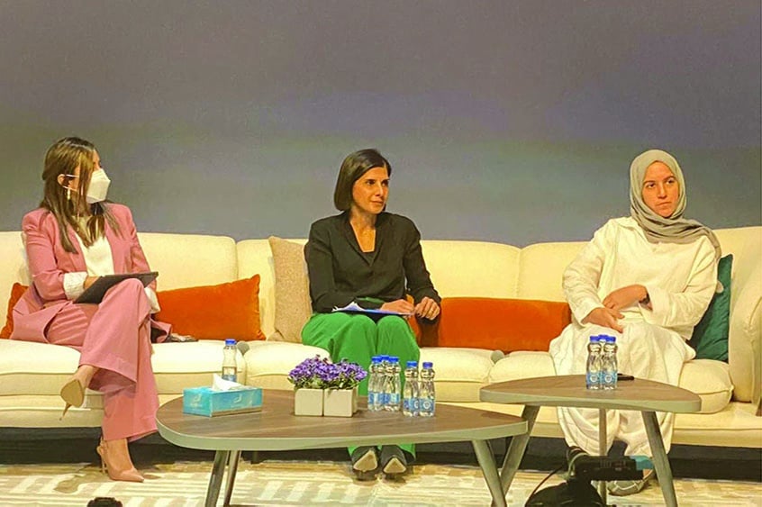 KUWAIT: (From left) Duna Al-Mashaan, Ghada Khalaf and Duaa Al-Edrees attend the seminar at the Sheikh Abdullah Al-Salem Cultural Centre. - Photo by Yasser Al-Zayyat