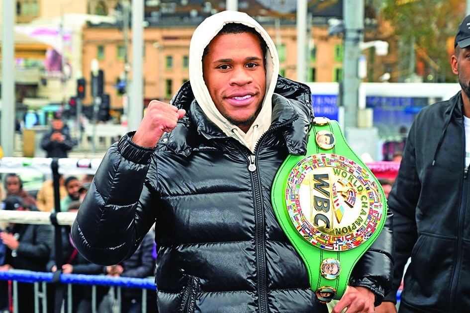 MELBOURNE: Boxer Devin Haney of the US poses for a photo during his final public work out in a boxing ring in Melbourne's Federation Square on June 2, 2022 ahead of his undisputed lightweight champion of the world title fight against Australian fighter George 'Ferocious' Kambosos on June 5. - AFP