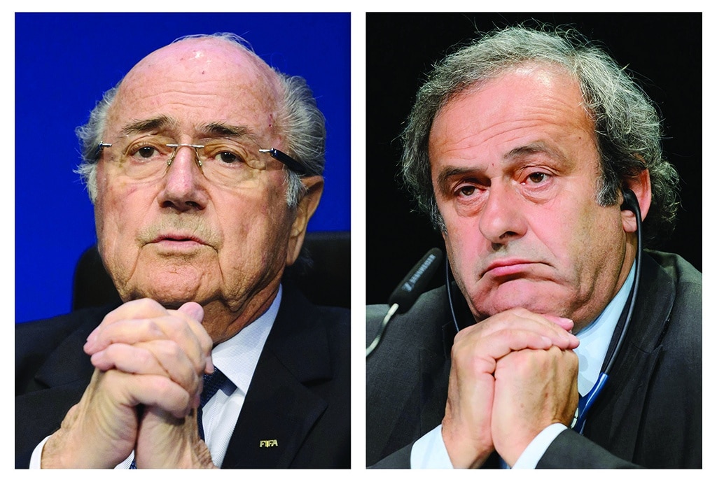 PARIS: A combination of photos shows former FIFA ex-president Sepp Blatter (left) UEFA leader Michel Platini. - AFP