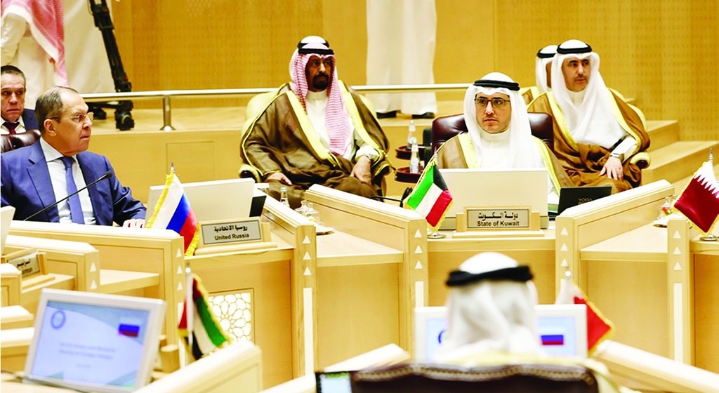 RIYADH: Foreign Minister heads Kuwait's delegation in the Gulf countries and Russia meeting at the Secretariat's headquarters in Riyadh.- KUNA