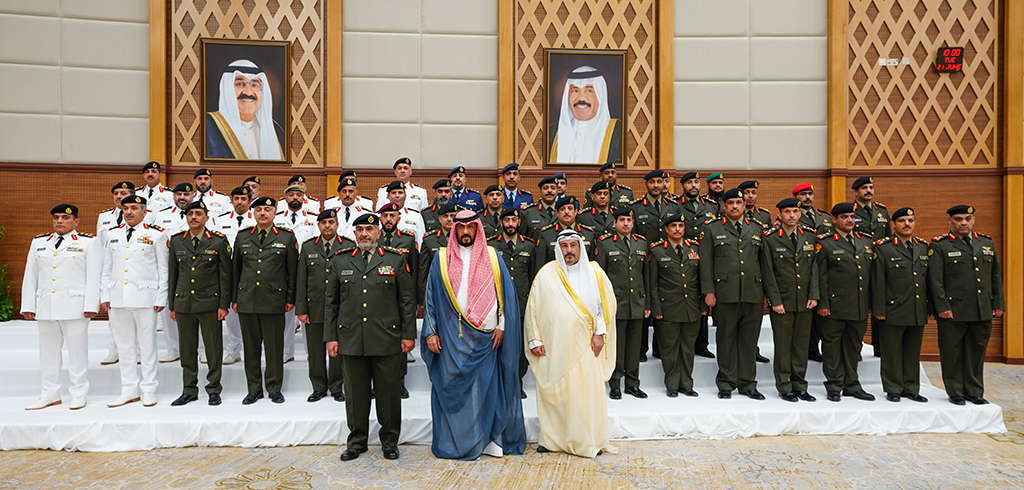 KUWAIT: Kuwait's Deputy Prime Minister and Defense Minister Sheikh Talal Al-Sabah and senior army officials pose for a group picture with the promoted military personnel. - Defense Ministry photos
