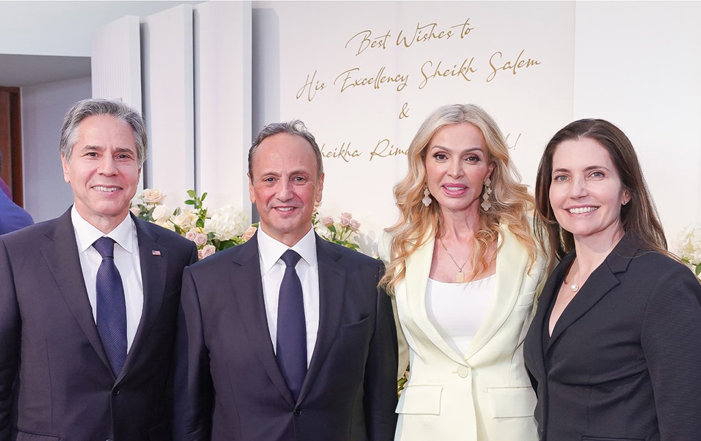 WASHINGTON: US Secretary of State Antony Blinken and his wife Evan Ryan with Kuwait's Ambassador to the US Sheikh Salem Al-Sabah and his wife Rima Al-Sabah. - KUNA photos