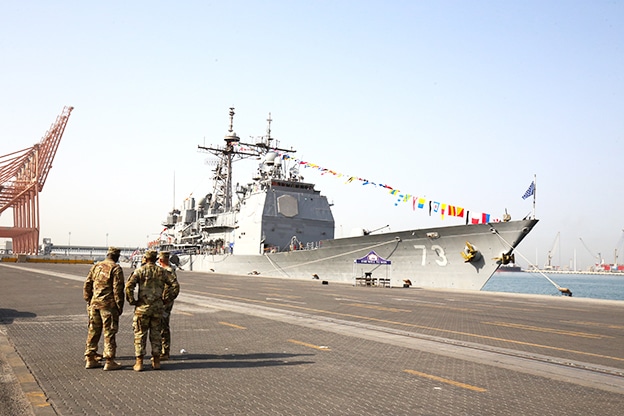 KUWAIT: US warship USS Port Royal arrives in Kuwait. - Photos by Yasser Al-Zayyat