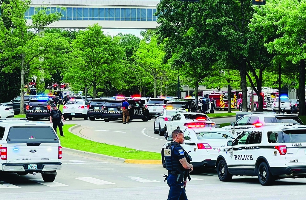 TULSA, United States: Handout photo shows, police officers respond to a call about a man armed with a rifle at the Natalie Building at St. Francis Hospital in Tulsa, Oklahoma. A gunman killed at least four people Wednesday at a hospital campus in Tulsa, Oklahoma. - AFP