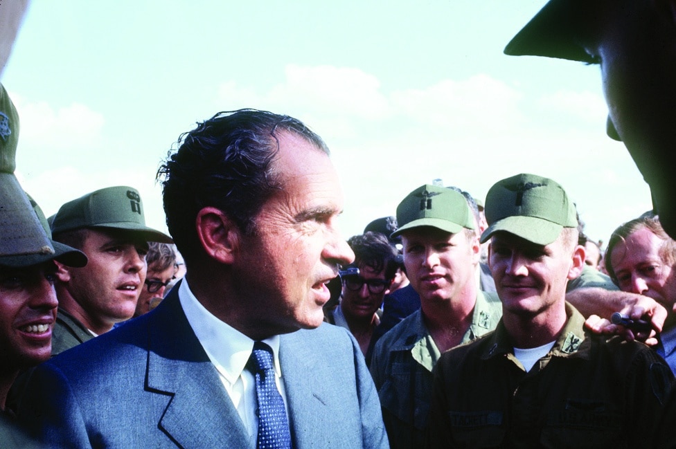 WASHINGTON: File photo shows US president Richard Nixon, visits US troops in Vietnam. Fifty years since it ignited Washington, the Watergate affair remains a cautionary tale on the threat of untrammeled presidential power and the yardstick against which all other political scandals are judged. - AFP