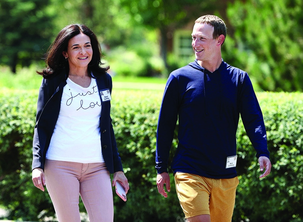 SUN VALLEY, Idaho: In this file photo taken on July 8, 2021, CEO of Facebook Mark Zuckerberg walks with COO of Facebook Sheryl Sandberg after a session at the Allen &amp; Company Sun Valley Conference. - AFP