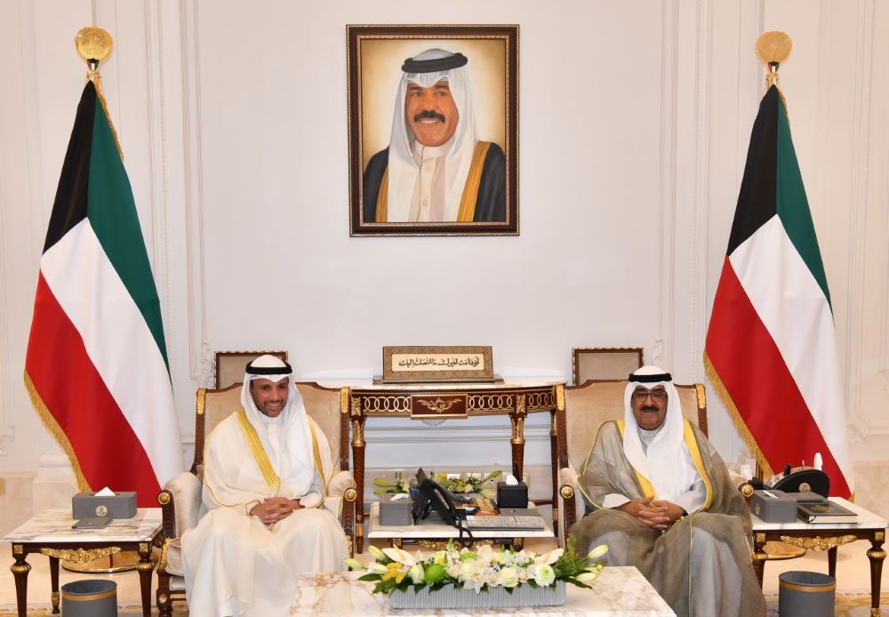 His Highness the Crown Prince Sheikh Mishal Al-Ahmad Al-Jaber Al-Sabah meets National Assembly Speaker Marzouq Al-Ghanem.