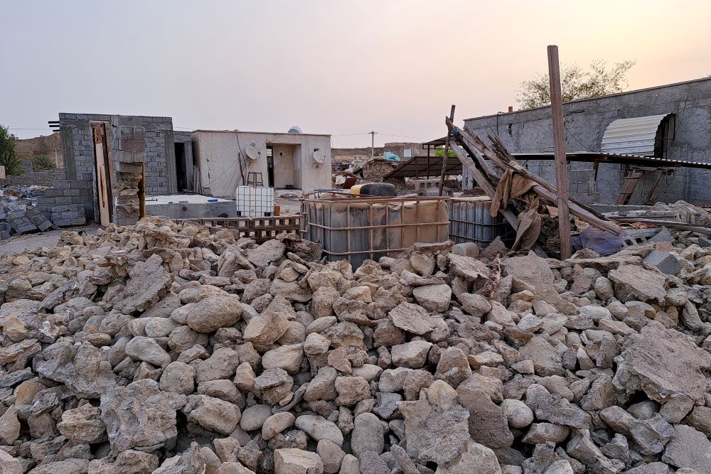 TEHRAN: This picture taken on July 2, 2022 shows a view of destruction in the aftermath of a 6.0 magnitude earthquake in the village of Sayeh Khosh village in Iran's southern Hormozgan province. - AFP