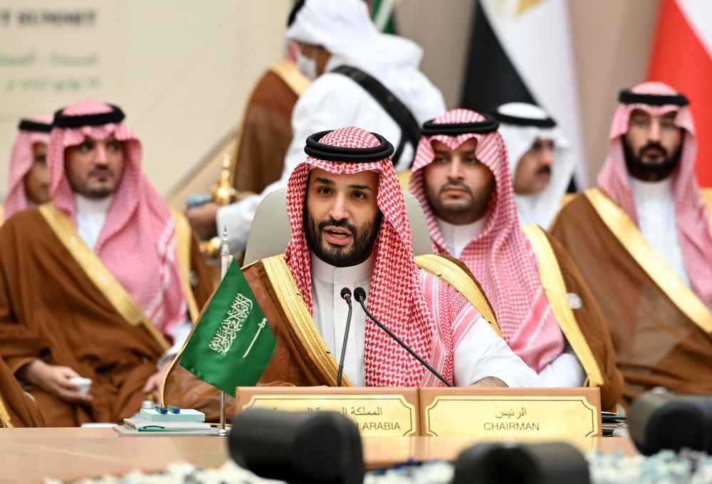 Saudi Crown Prince Mohammed bin Salman speaks during the Jeddah Security and Development Summit in Jeddah on July 16, 2022. - AFP