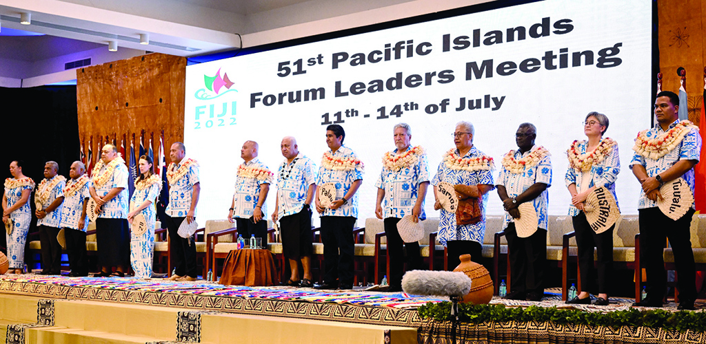 SUVA: Leaders arrive for traditional welcoming ceremonies at the Pacific Islands Forum (PIF) in Suva on July 12, 2022.- AFP