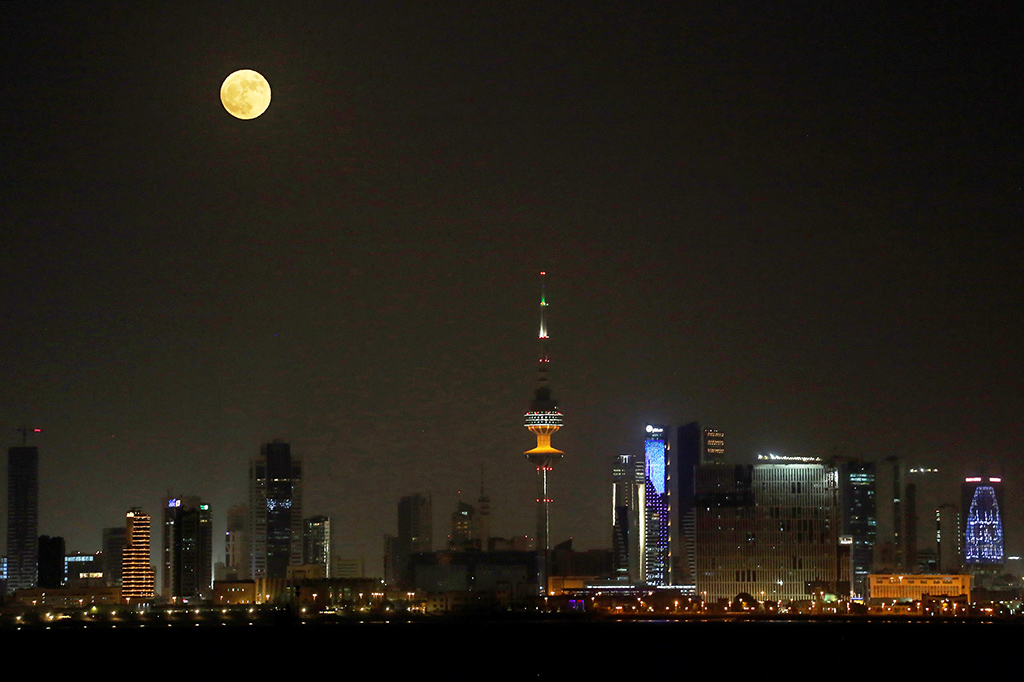 KUWAIT: The full 'Buck' super moon rises behind Liberation Tower in Kuwait City, on July 13, 2022. - Photo by Yasser Al-Zayyat