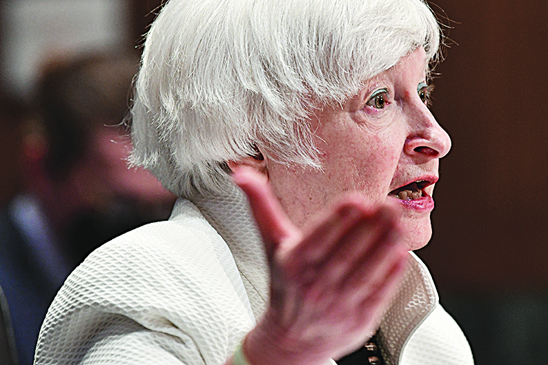WASHINGTON: In this file photo taken on June 07, 2022, US Treasury Secretary Janet Yellen testifies before the Senate Finance Committee on the US President's proposed budget request, on Capitol Hill in Washington, DC. - AFP