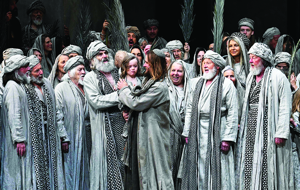 Photo shows Frederik Mayet as Jesus (center) and ensemble members performing during a rehearsal at Oberammergau's Passion Play theatre in Oberammergau, southern Germany. - AFP photos