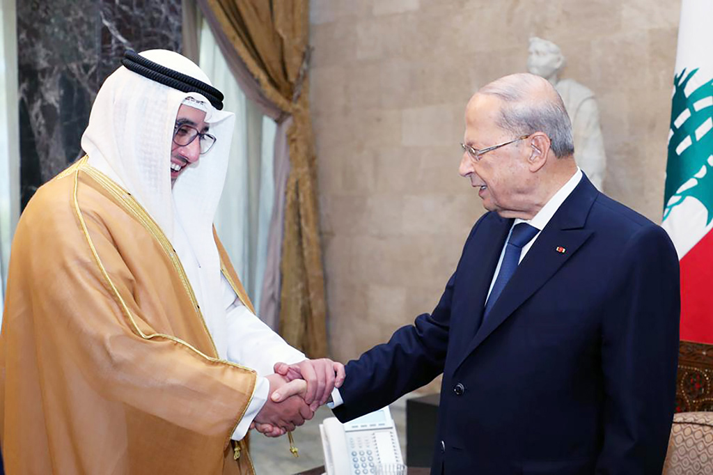 BEIRUT: Lebanese President Michel Aoun meets Kuwaiti Foreign Minister Sheikh Ahmad Nasser Al-Mohammad Al-Sabah on July 2, 2022. – KUNA