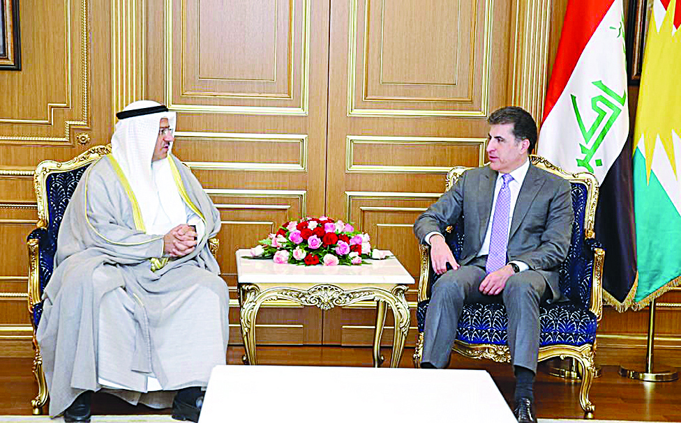 IRBIL: President of Kurdistan's region in Iraq Nechirvan Barzani meets Kuwaiti Consul General Omar Al-Kandari. - KUNA