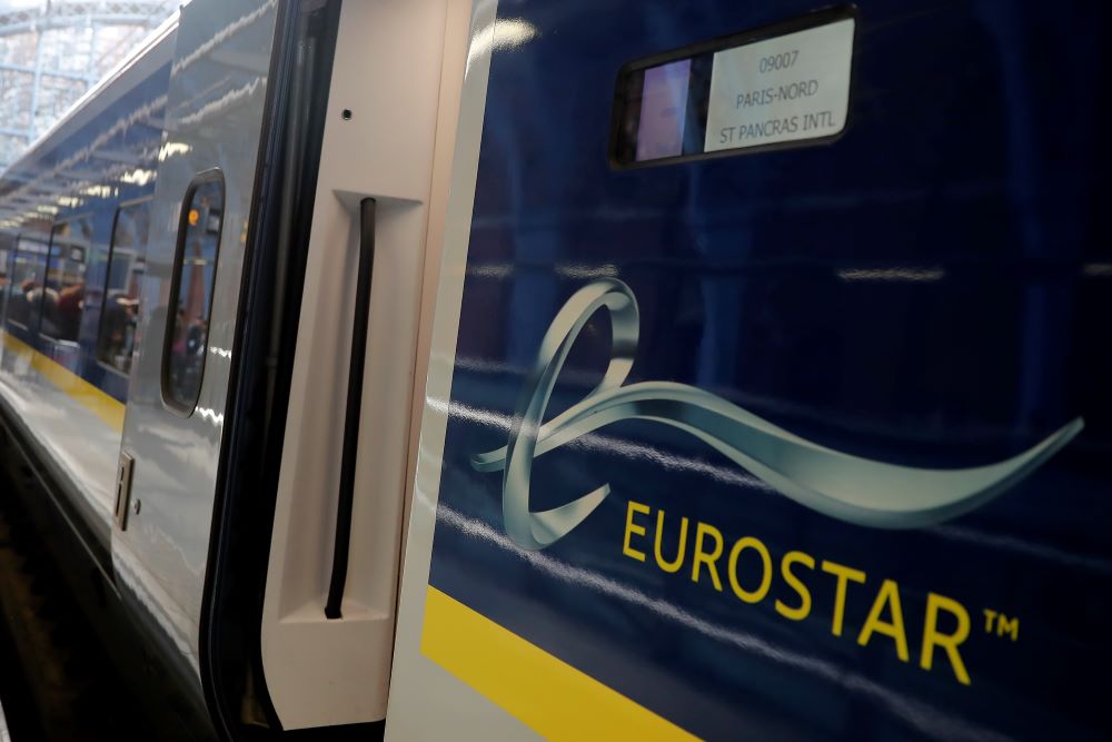 LONDON: In this file photo taken on February 01, 2020 the international high-speed Eurostar train arrives from Paris at St Pancras International railway station in London. - AFP