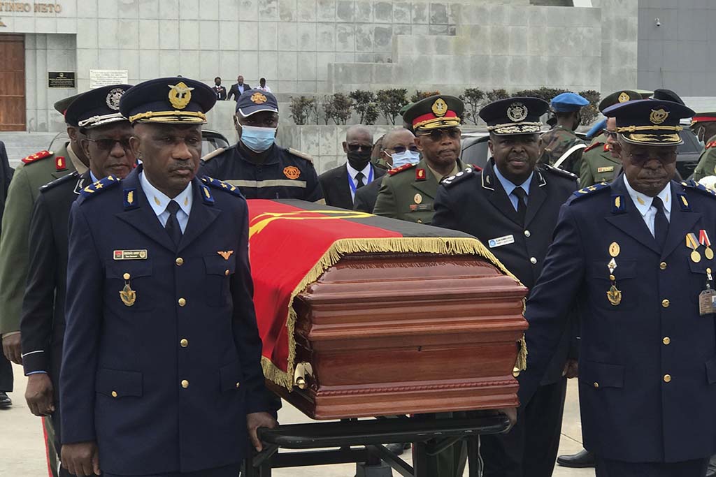 LUANDA, Angola: The cortege carrying the remains of former Angolan President Jose Eduardo Dos Santos arrives at the Praca da Republica in Luanda. - AFP