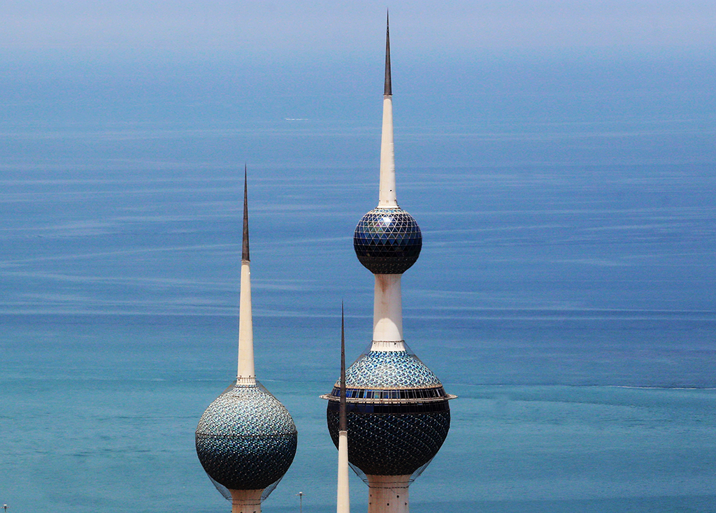 KUWAIT: An aerial view of Kuwait Towers with the Arabian Gulf waters seen in the background. – Photo by Yasser Al-Zayyat