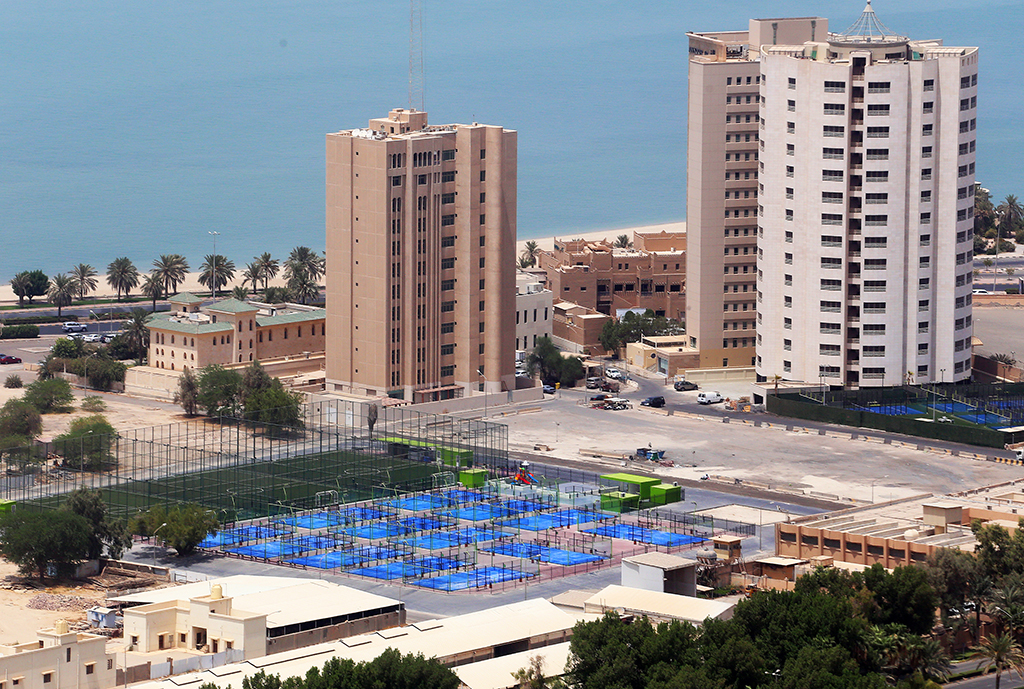 KUWAIT: An aerial view showing padel courts at a location in Kuwait. - Photo by Yasser Al-Zayyat