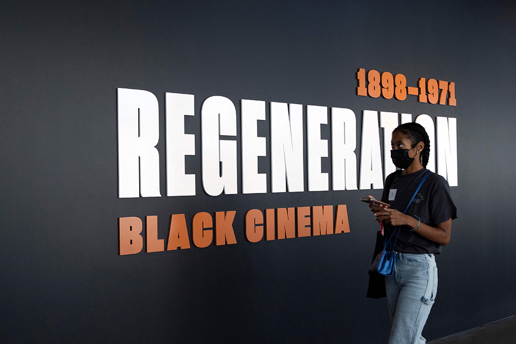 Visitors arrive at the Academy Museum of Motion Pictures’ new exhibit ‘Regeneration: Black Cinema 1898-1971,” during the press preview in Los Angeles, California. – AFP photos