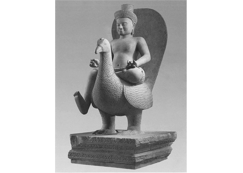 Photo shows ‘Skanda on a Peacock’ - a 10th century Cambodian statue. US authorities on August 8, 2022 returned to Cambodia 30 Khmer works of art stolen near the famous temples of Angkor, among them the sandstone statue ‘Skanda on a Peacock’. – AFP