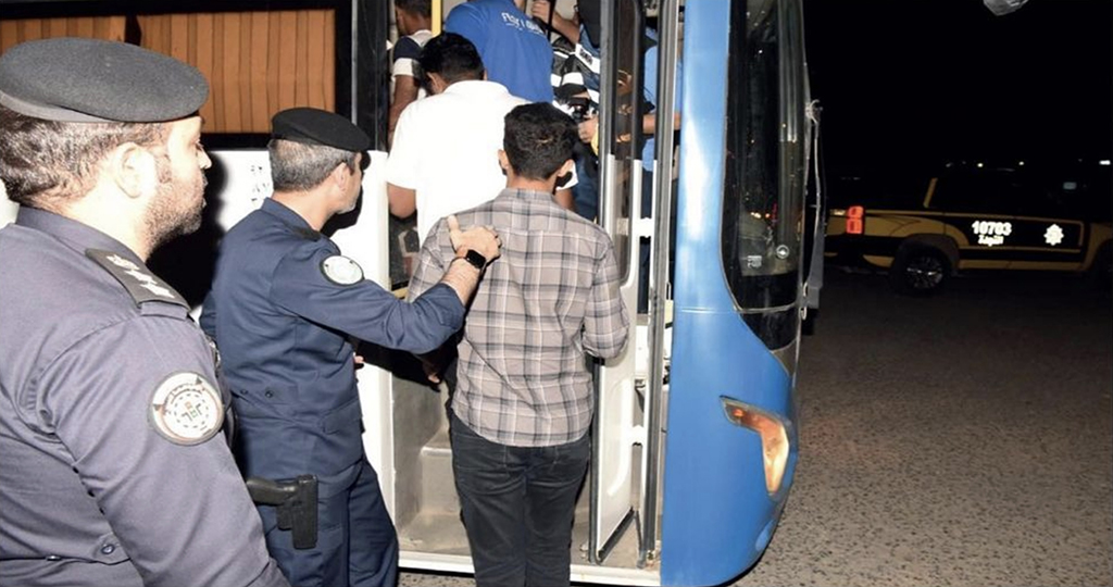 KUWAIT: Arrested people are boarded onto buses as raids to arrest residency violators and lawbreakers continue around the country.