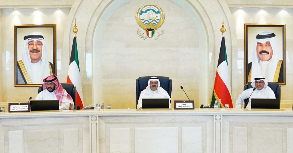 KUWAIT: His Highness the Prime Minister Sheikh Ahmad Nawaf Al-Ahmad Al-Sabah chairs the Cabinet’s meeting on Wednesday. –  KUNA photo