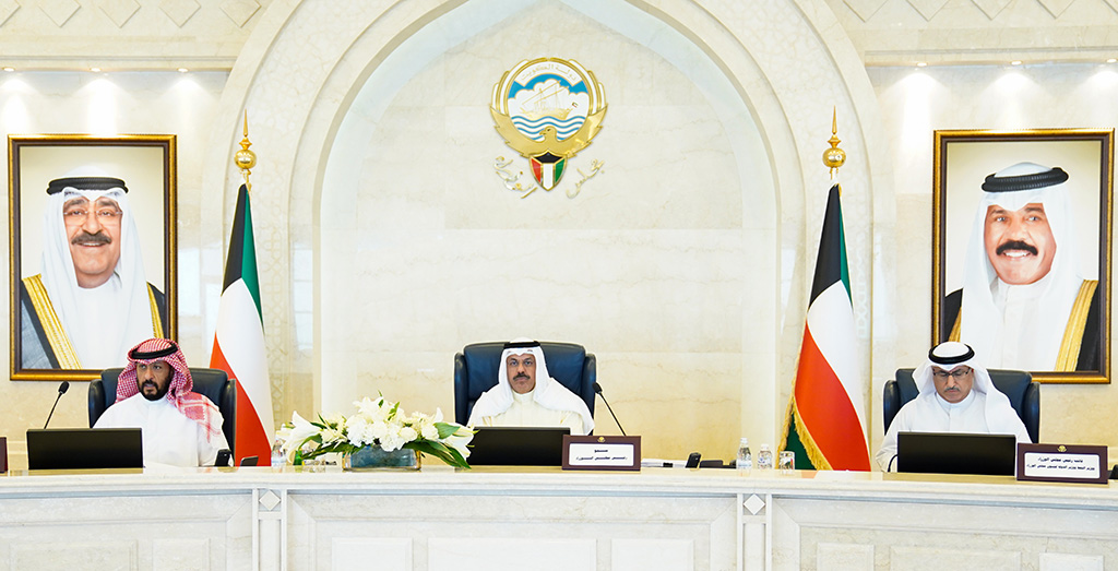 KUWAIT: His Highness the Prime Minister Sheikh Ahmad Nawaf Al-Ahmad Al-Sabah (center) chairs the Cabinet’s meeting. –  KUNA photos