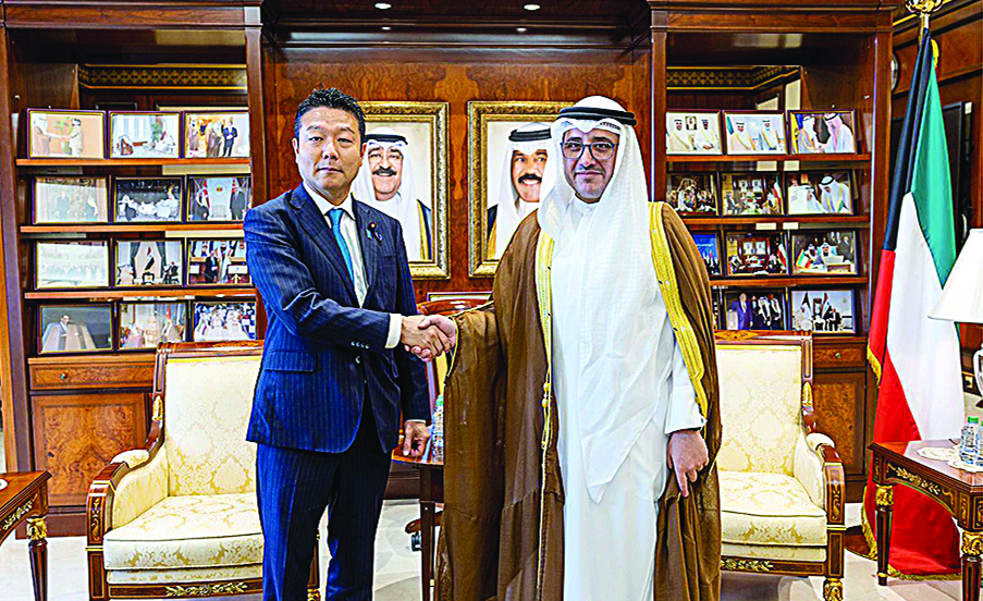 KUWAIT: Kuwaiti Foreign Minister Sheikh Dr Ahmad Nasser Al-Mohammad Al-Sabah meets with the Parliamentary Vice-Minister for Foreign Affairs of Japan Honda Taro.