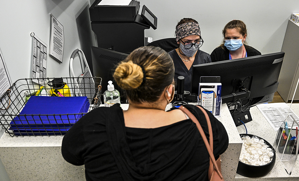 WEST PALM BEACH: Jasmine, 23, checks in for her appointment to receive an abortion at a Planned Parenthood Abortion Clinic in West Palm Beach, Florida. - AFP