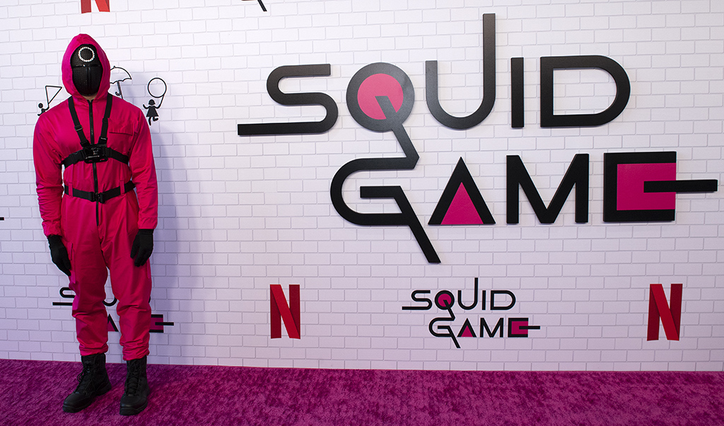 In this file photo a pink soldier guard is part of the ambiance at Netflix’s “Squid Game” Los Angeles FYSEE Special Event at Netflix FYSEE at Raleigh Studios in Los Angeles, California. — AFP