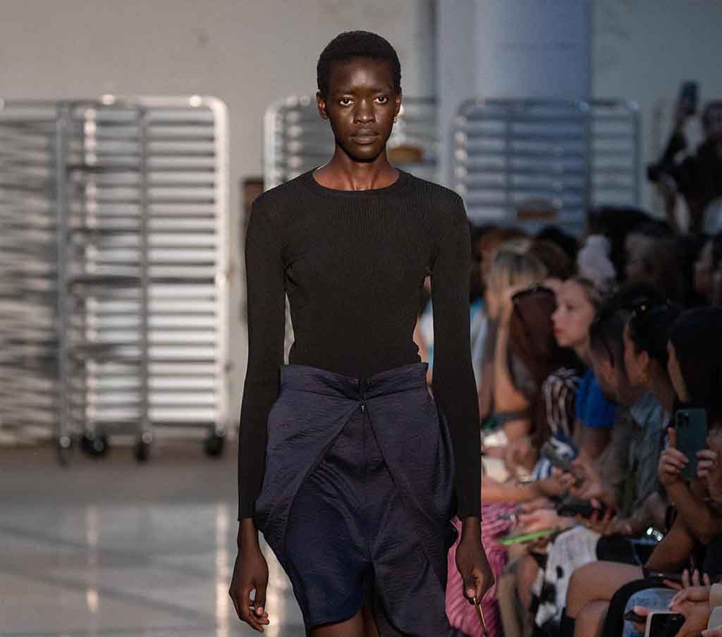 Models walk the runway at the BEVZA Spring 2023 fashion show during New York Fashion Week in New York.