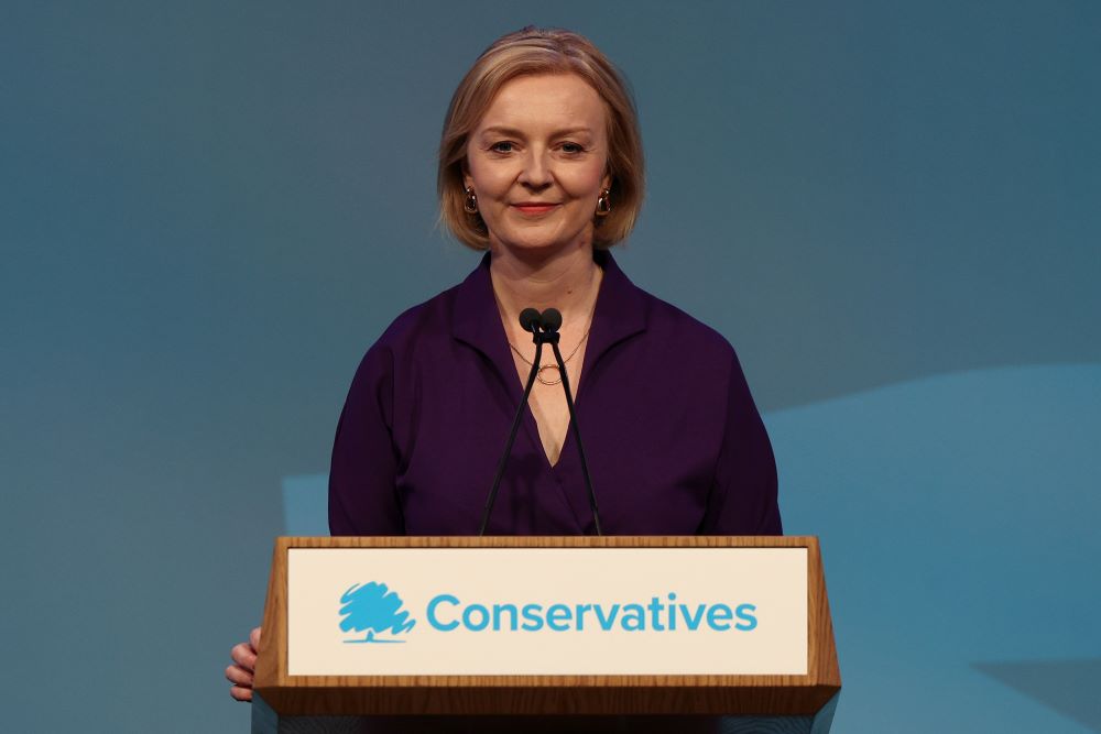 LONDON: New Conservative Party leader and Britain's Prime Minister-elect Liz Truss delivers a speech at an event to announce the winner of the Conservative Party leadership contest in central London on September 5, 2022. - AFP