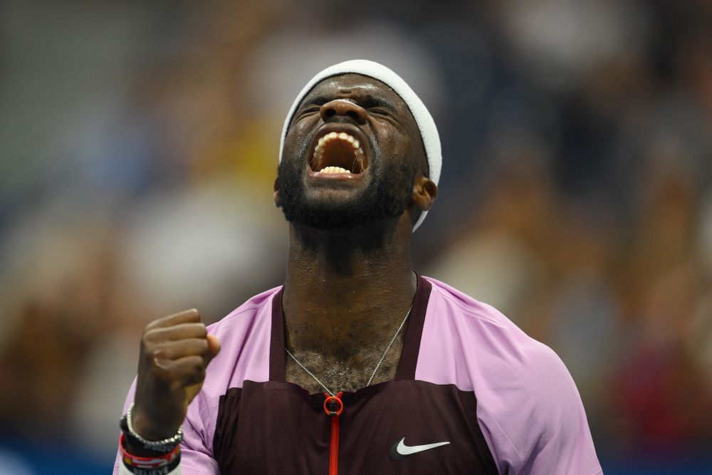 NEW YORK: USA's Frances Tiafoe reacts during his 2022 US Open match against Spain's Rafael Nadal in New York, on September 5, 2022.