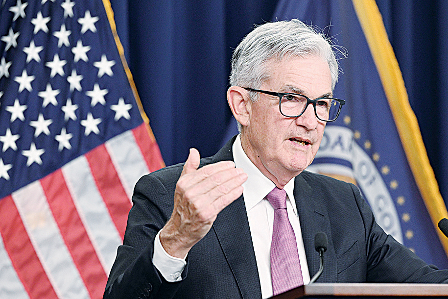 WASHINGTON: In this file photo taken on July 27, 2022, Federal Reserve Board Chairman Jerome Powell speaks during a news conference in Washington, DC. - AFP