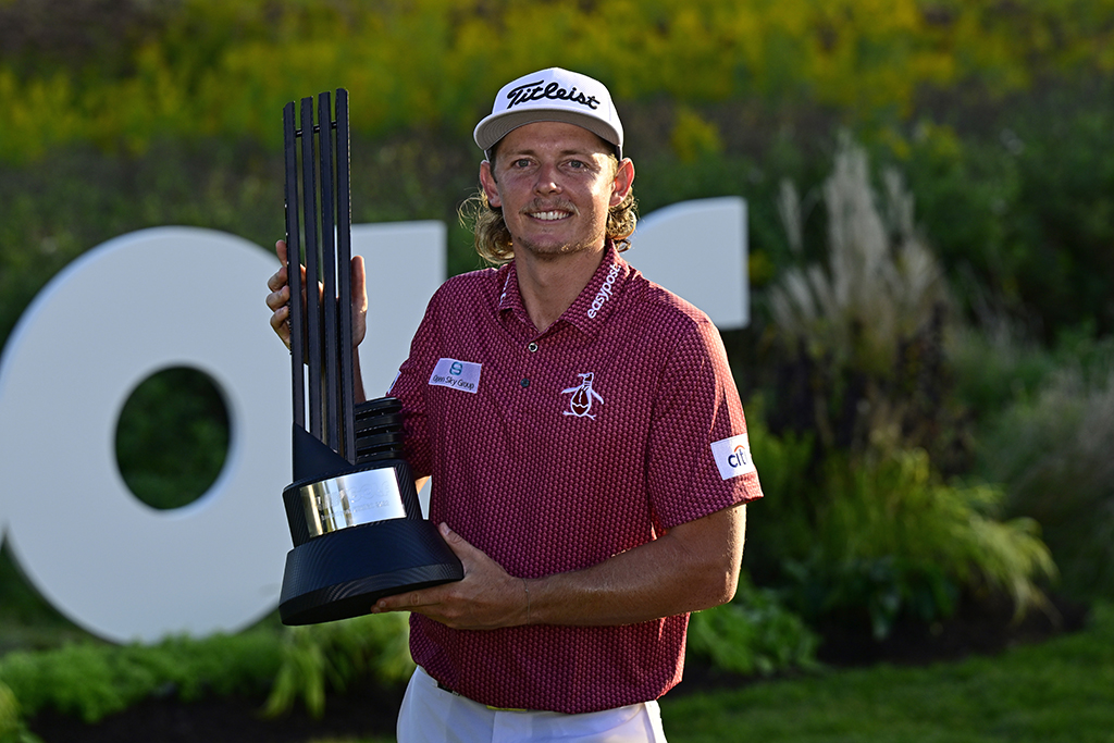 ILLINOIS: Team Captain Cameron Smith of Punch GC poses with the trophy after winning the individual title during Day Three of the LIV Golf Invitational - Chicago at Rich Harvest Farms on September 18, 2022.- AFP