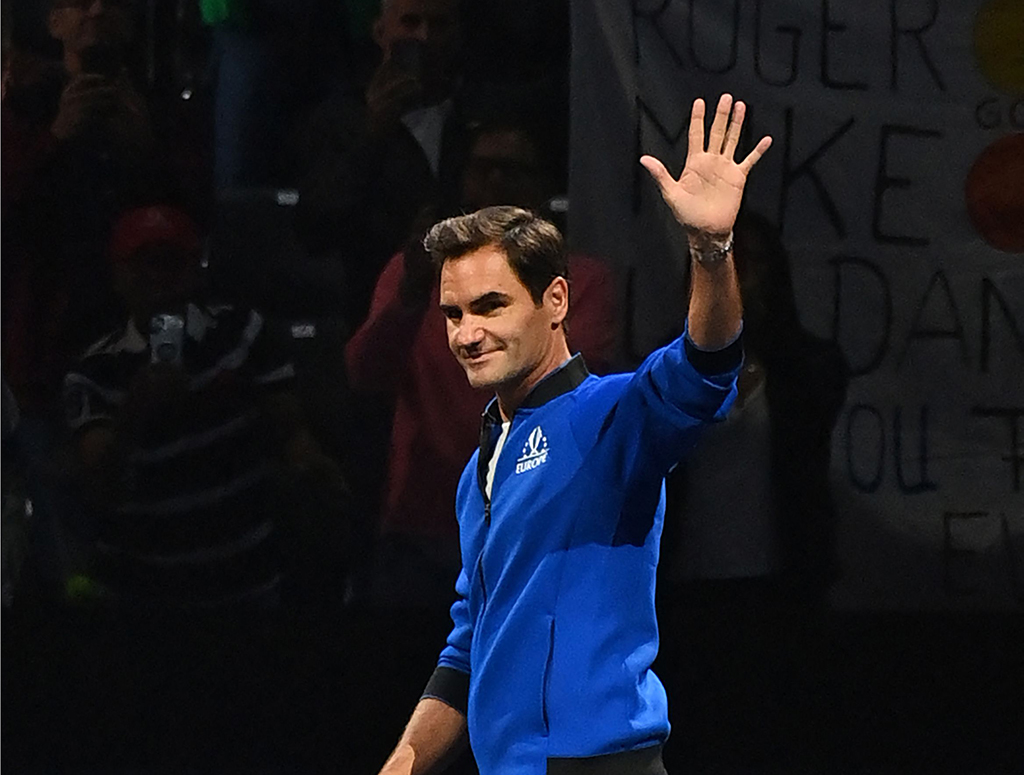 LONDON: Switzerland’s Roger Federer of Team Europe is introduced ahead of play on Day 2 of the 2022 Laver Cup at the O2 Arena in London on September 24, 2022. – AFP
