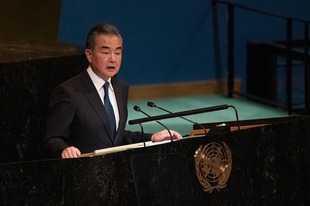 NEW YORK: China's Foreign Minister Wang Yi addresses the 77th session of the United Nations General Assembly at UN headquarters in New York City. – AFP