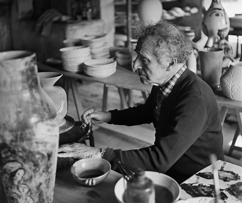 This file photo dated June 11, 1952 shows Russian-born French painter Marc Chagall working in the Madoura studio in Vallauris. – AFP