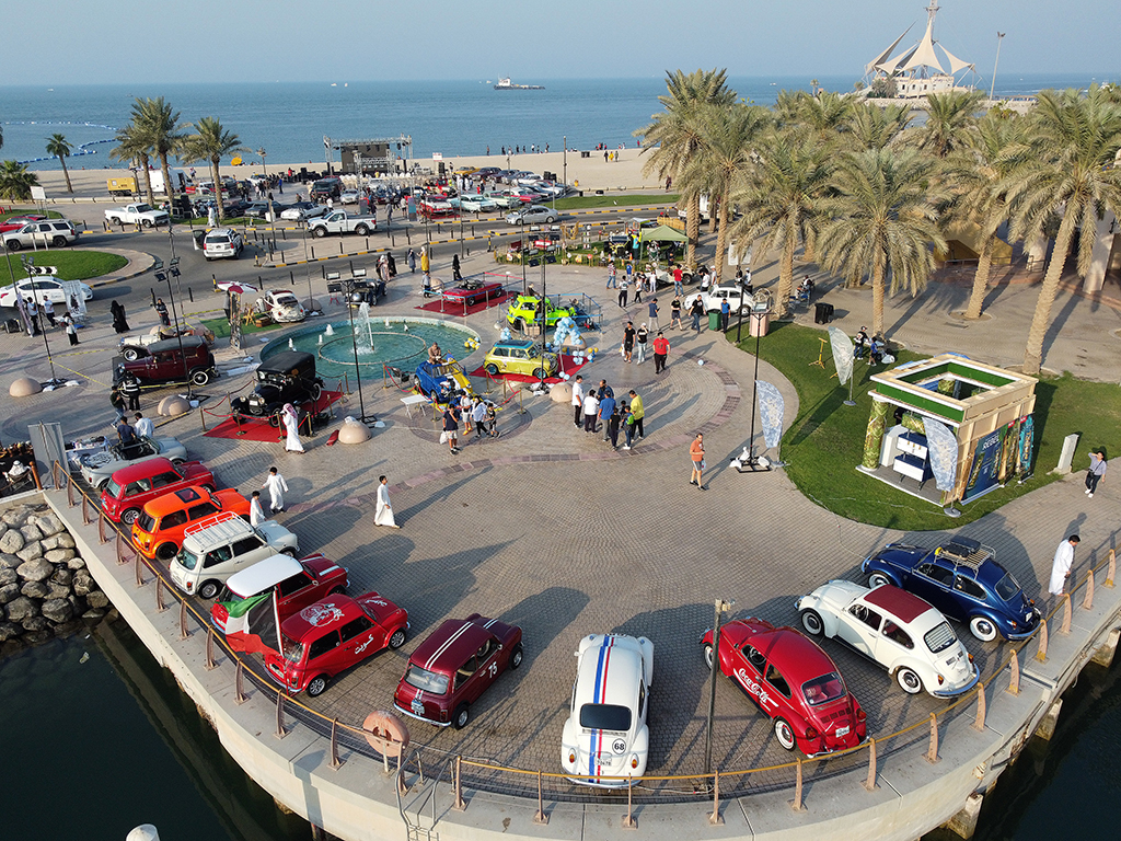 KUWAIT: People visit a vintage car exhibition Marina Crescent on Friday. – Photos by Yasser Al-Zayyat