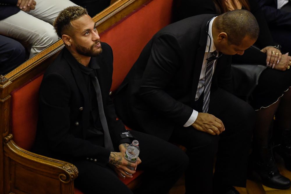 BARCELONA: Neymar looks on during the opening audience at the courthouse in Barcelona on October 17, 2022, on the first day of their trial. - AFP