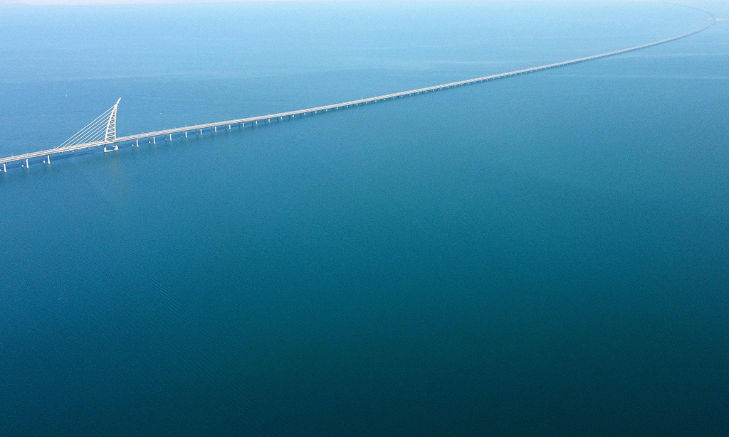 An aerial photo taken on Oct 24, 2022 shows a partial view of Jaber Causeway. — Photo by Yasser Al-Zayyat