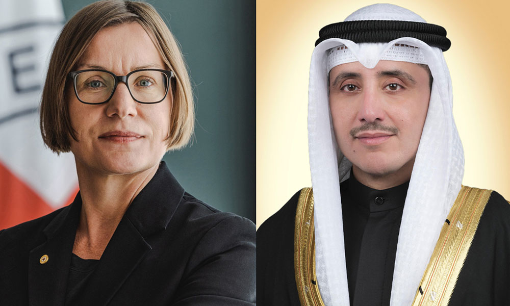 Foreign Minister Sheikh Dr. Ahmad Nasser Al-Mohammad Al-Sabah and newly-elected President of the (ICRC), Mirjana Spoljaric Egger