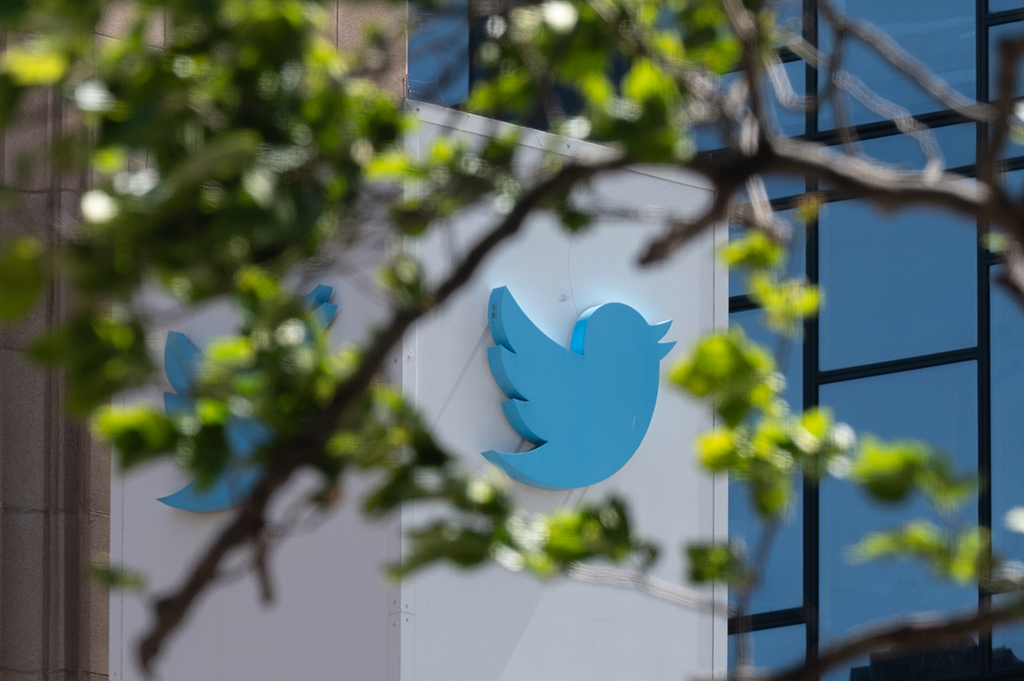 SAN FRANCISCO: In this file photo taken on April 26, 2022, the Twitter logo is seen at their headquarters in downtown San Francisco, California. - AFP