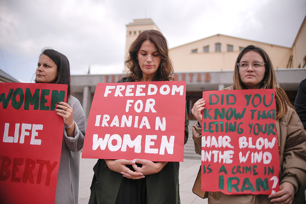 PRISTINA: Women take part in a rally in support of Iranian women in Pristina. – AFP