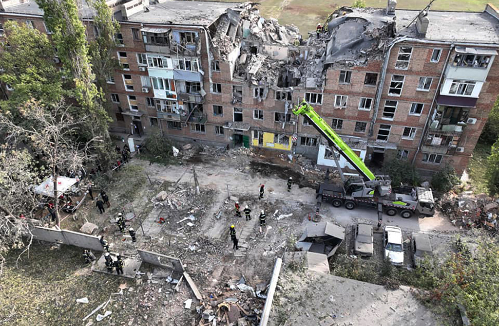 MYKOLAIV: Photo shows damage to a residential building after a strike in Mykolaiv, amid the Russian invasion of Ukraine. – AFP